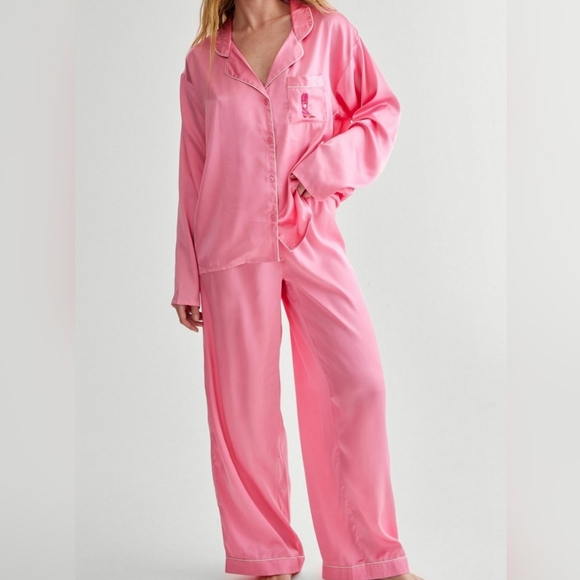 Nasty Gal Other - Nasty Gal Satin Embroidered Western Boot Long Sleeve Pajama Set Size 4 & Size 10